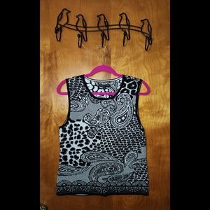 Preston & York Black and White Paisley Sweater Vest